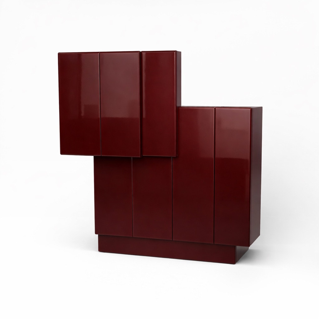 Large Postmodern Geometric Bar, Custom Lacquer Finish