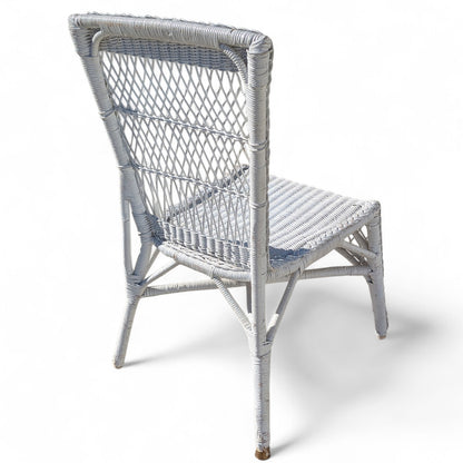 Late 20th-Century White Wicker Writing Desk and Chair Set