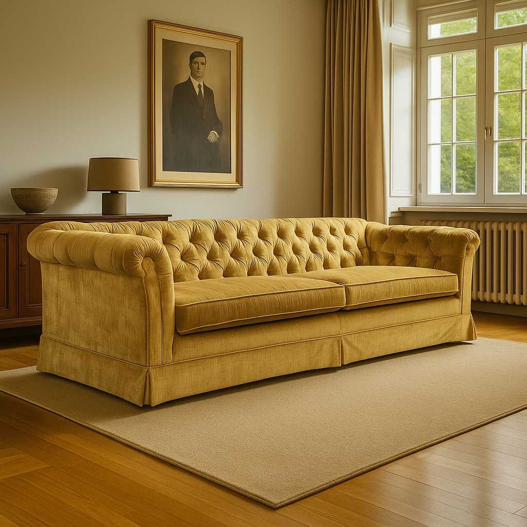 Vintage Hollywood Regency Gold Velvet Sofa