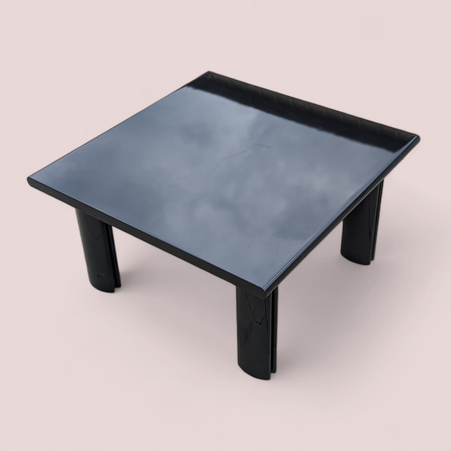 Italian Postmodern Coffee Table, Black Lacquer, Wood, 80s, Living Room