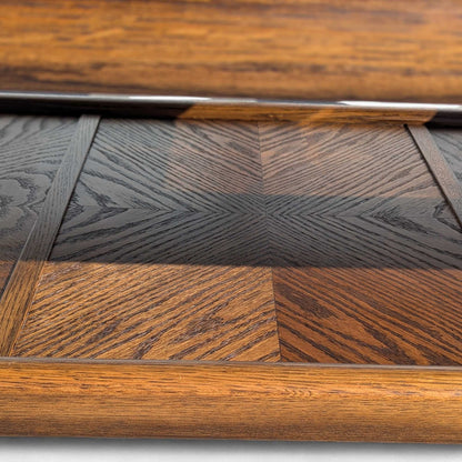 Vintage Oak Coffee Table Smoked Glass Insets
