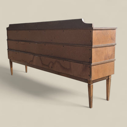 Vintage Sideboard, Mid Century, Unique Dresser, Cabinet, Credenza, 9 Drawers, Storage, Asian Inspired, Walnut, Laminate Top