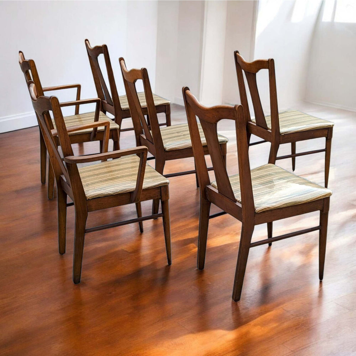 Garrison Furniture Walnut Dining Chairs, Set of Six, Mid-Century — view 2 of 14