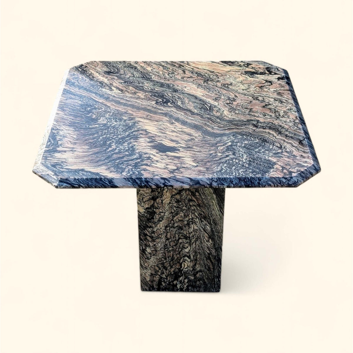 Italian Cipollino Ondulato Marble Pedestal Side Table — view 15 of 16