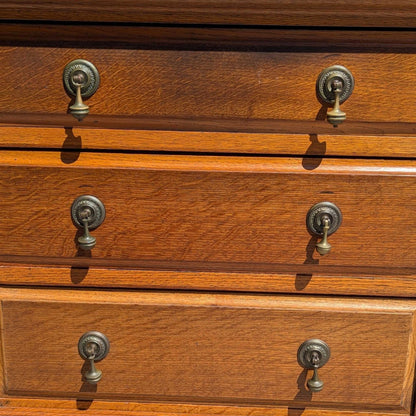 Vintage Oak Sideboard Buffet with Queen Anne Legs, 3 Drawers + Cabinet Storage, Traditional English Style Credenza, 61.75” Wide