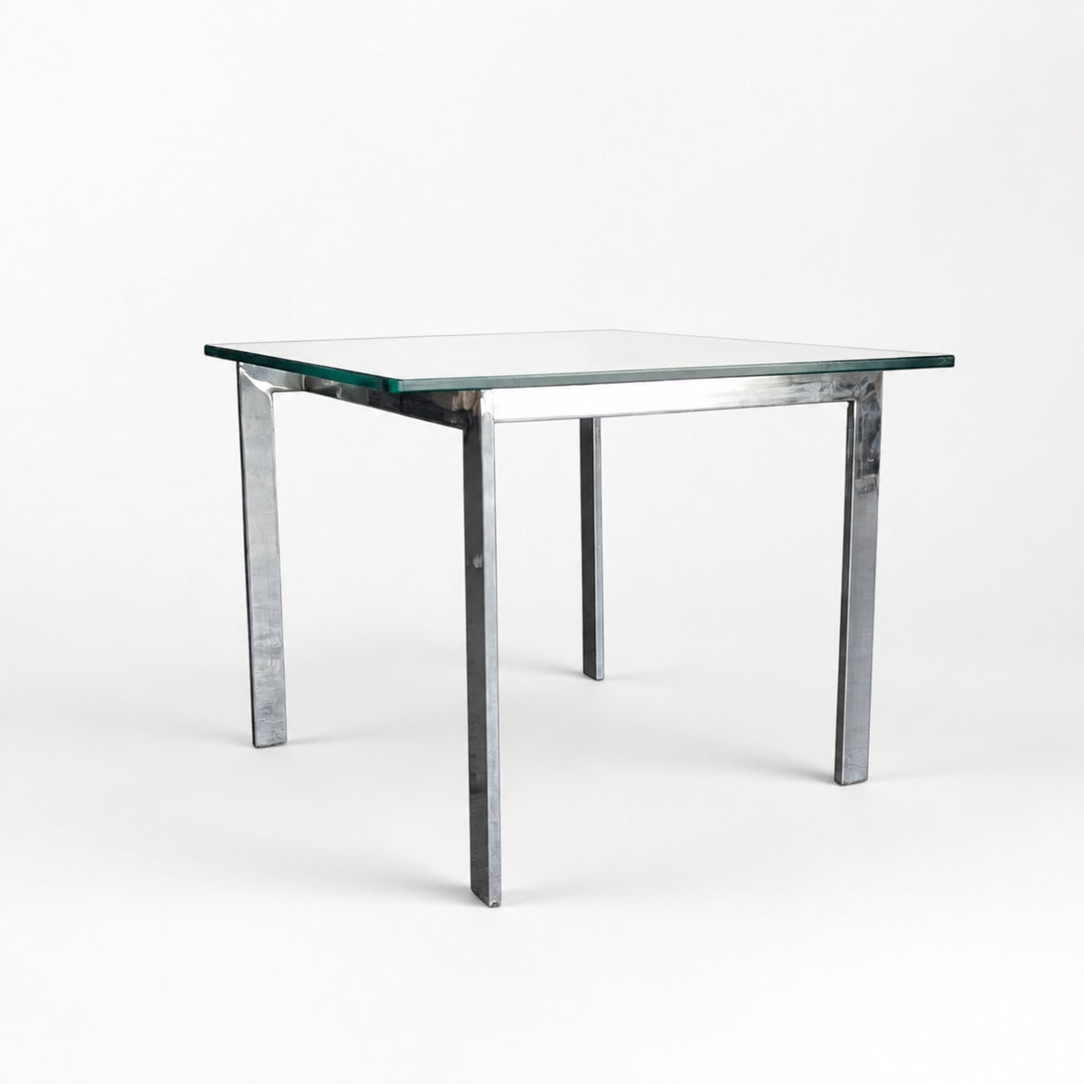 Vintage Modernist Chrome and Clear Glass Square Side Table