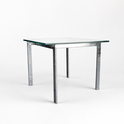 Vintage Modernist Chrome and Clear Glass Square Side Table