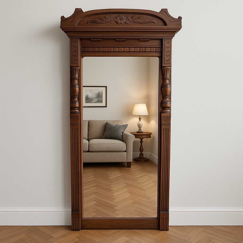 Antique Carved Wood Wall Mirror