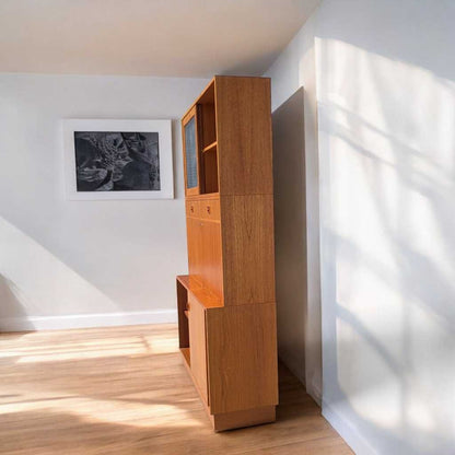 Vintage Teak Bookcase with Drop Front Desk