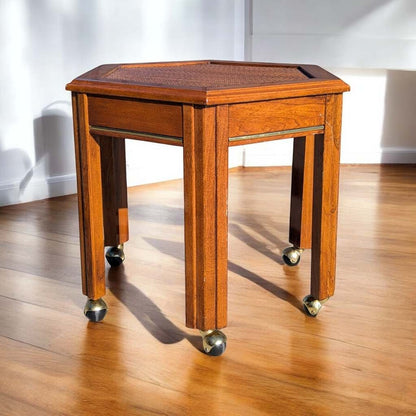 1970s Mersman Mid-Century Hexagonal Wood Side Table