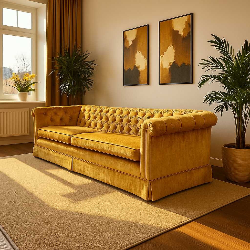 Vintage Hollywood Regency Gold Velvet Sofa