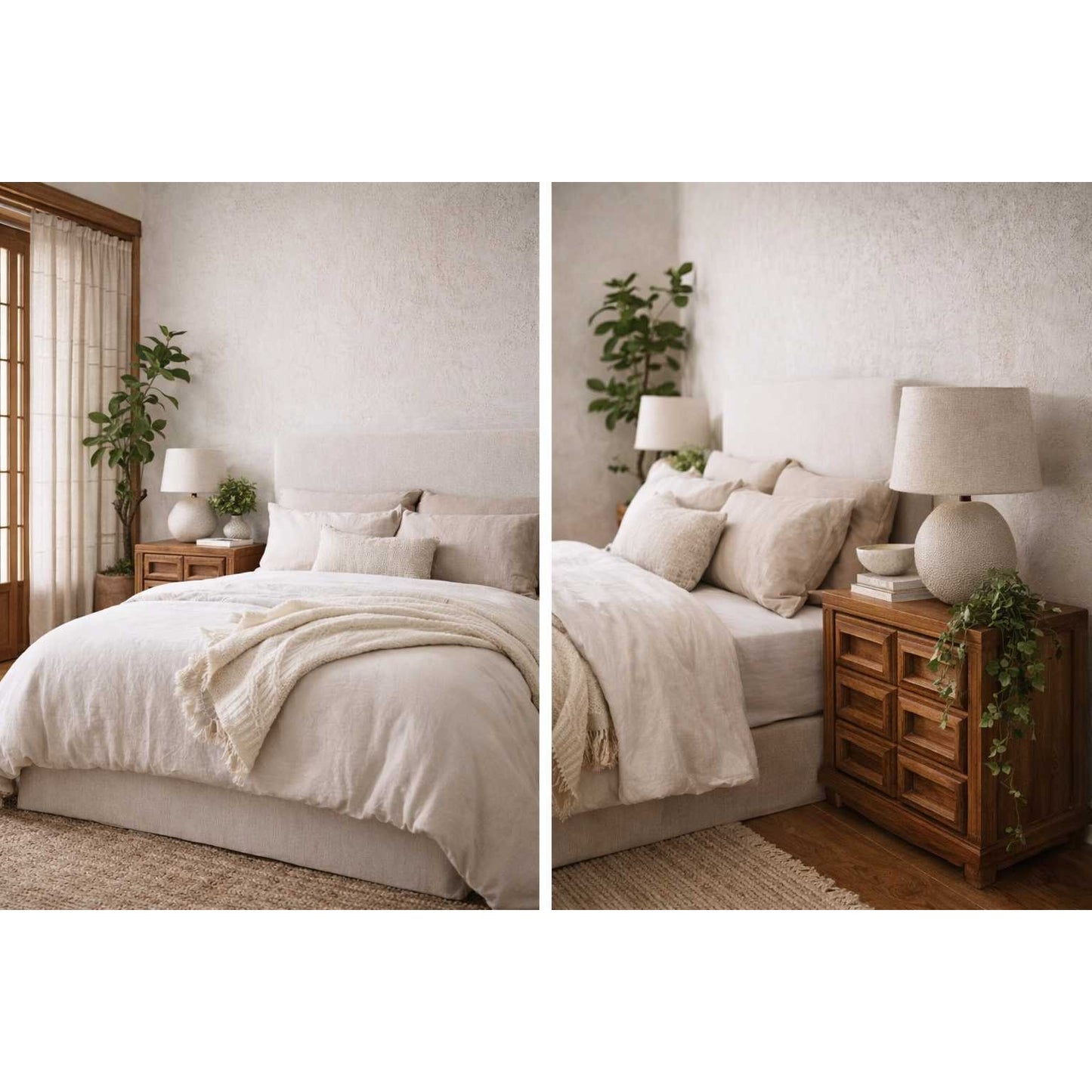 Mid-Century Modern Oak Nightstands- Pair