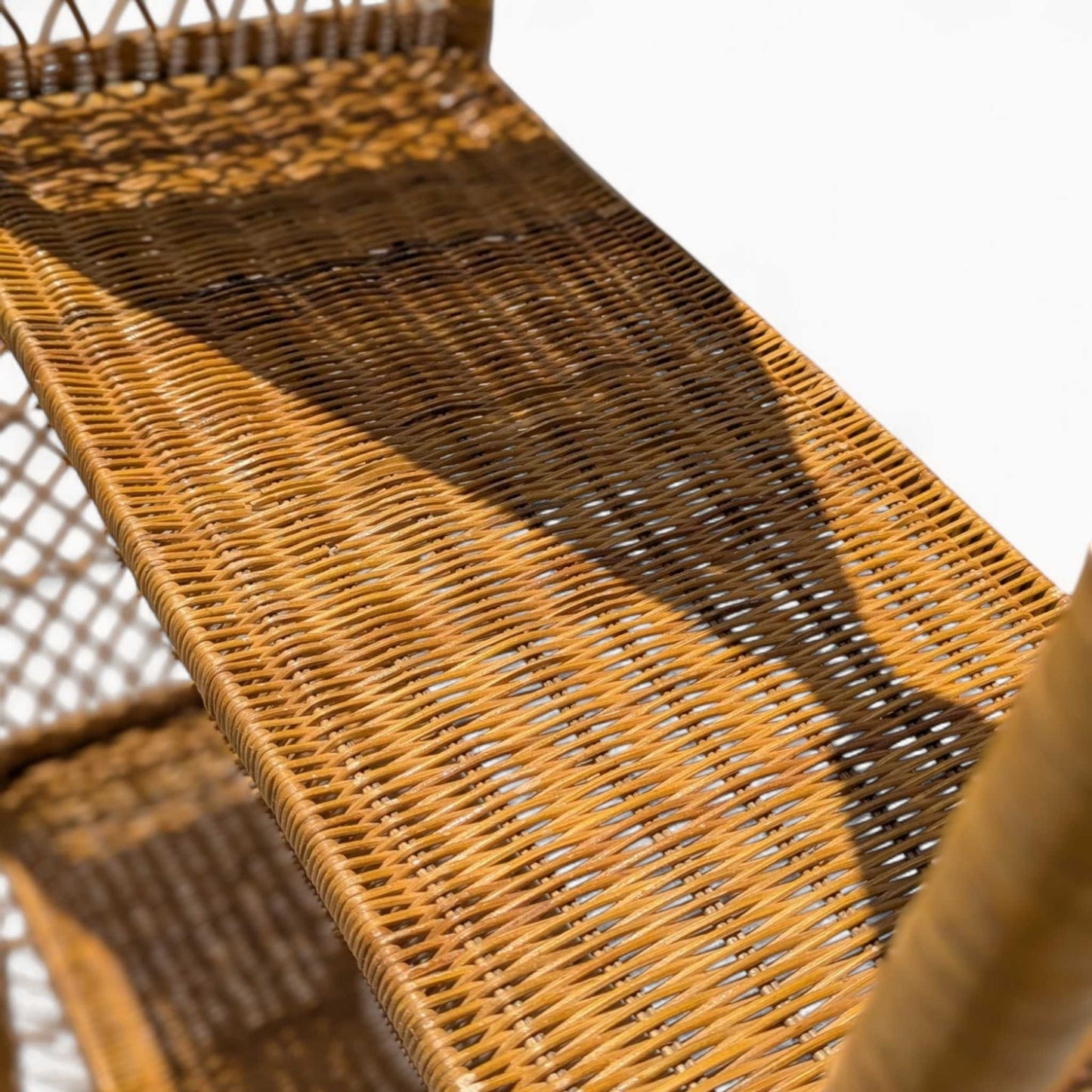 Vintage Arched Rattan Shelf – Tall Boho Etagere