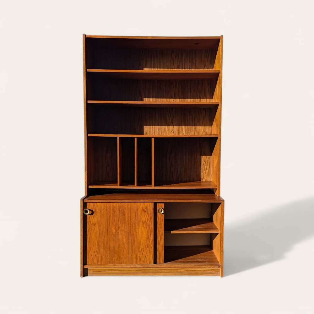 Vintage Bookcase, Freestanding Wall Unit, Mid Century, MCM, Danish Modern, Shelves, Storage Cabinet