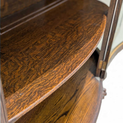 Vintage Curved Glass China Cabinet – Bow Front Display Hutch w/ Claw Feet, 49" Wide, Early 20th Century Style