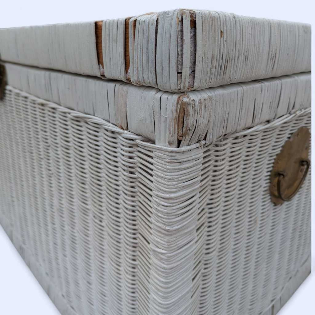 Vintage White Wicker Trunk