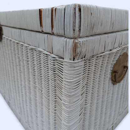 Vintage White Wicker Trunk