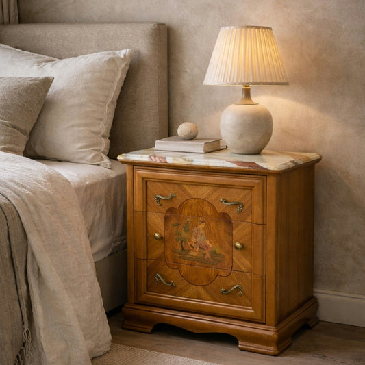 European-Inspired Three-Drawer Nightstand, Late 20th Century