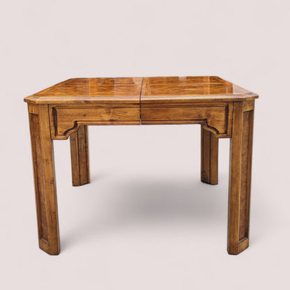 Vintage Burl Wood Dining Table, Hollywood Regency, New Deco, Mid Century, Square, Rectangular, Kitchen, Dining Room