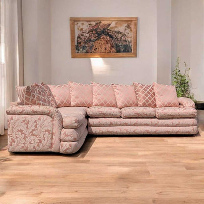 Postmodern Sectional Sofa – 80s Vintage Pink Sofa, Retro Floral Design, Curved Couch, Statement Living Room Furniture