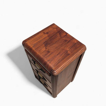 Art Deco Nightstand – 1930s Vintage Bedside Table, Waterfall Edge, 26" Tall, Excellent Condition