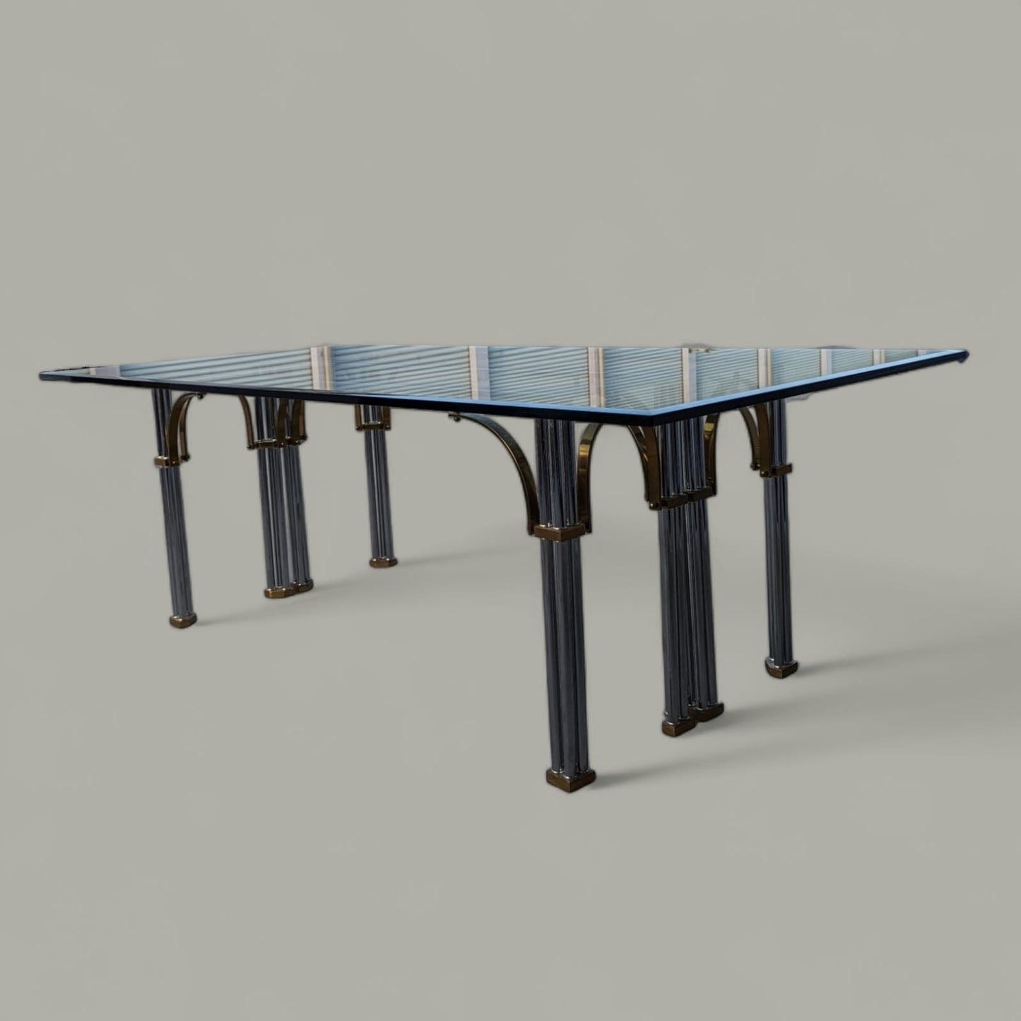 Unique Glass Top Dining Table, Mid Century, Art Deco, Maison Jansen