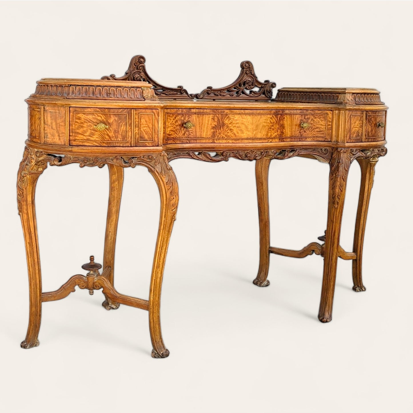 Antique Desk, Louis XV Style Writing Desk, 18th Century French Rococo, Ornate Carved Wood, Elegant Curved Legs, Vintage Furniture Piece