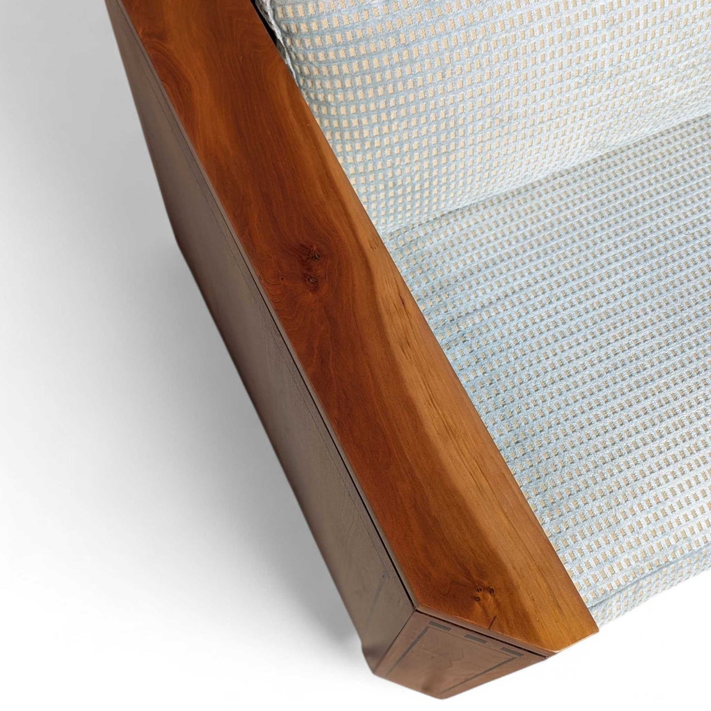 Stickley 21st Century Cherry Sofa, Pale Blue Textured Velvet Upholstery