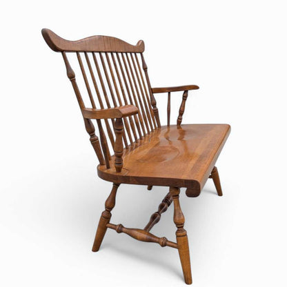 Vintage Wooden Bench – Spindle Back Bench, Classic Farmhouse Style