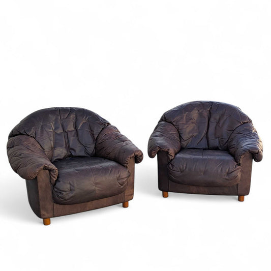 Leather Lounge Chairs, Pair c.1970s