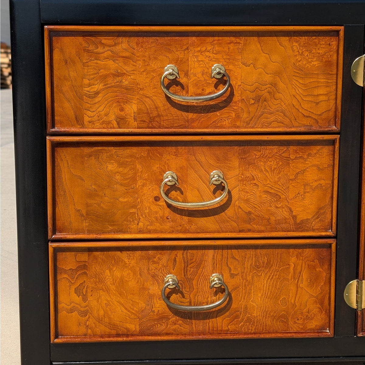 Stanley Furniture Chinoiserie Burl Wood Nine-Drawer Dresser or Credenza — view 2 of 16