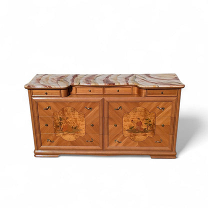 Postmodern Lacquer Dresser with Faux Marble Top