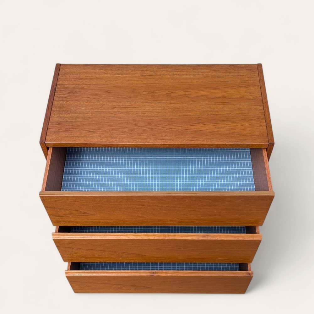 Petite Danish Teak Dresser, Three Drawers