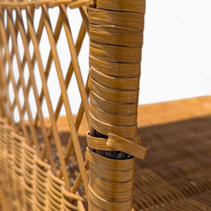 Vintage Arched Rattan Shelf – Tall Boho Etagere
