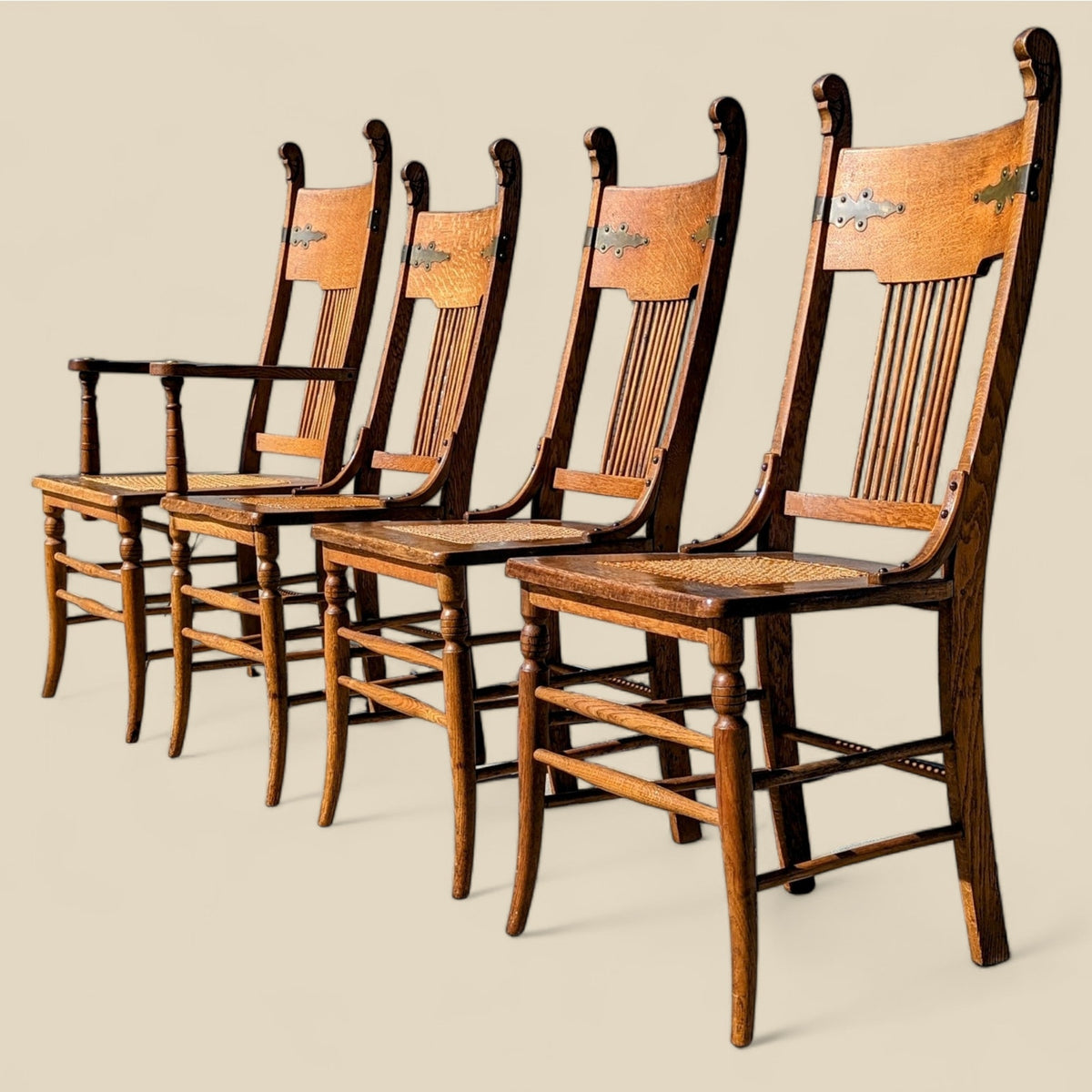 Antique Tiger Oak Dining Chairs