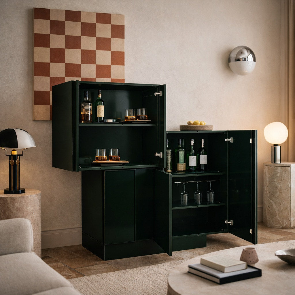Large Postmodern Geometric Bar, Custom Lacquer Finish