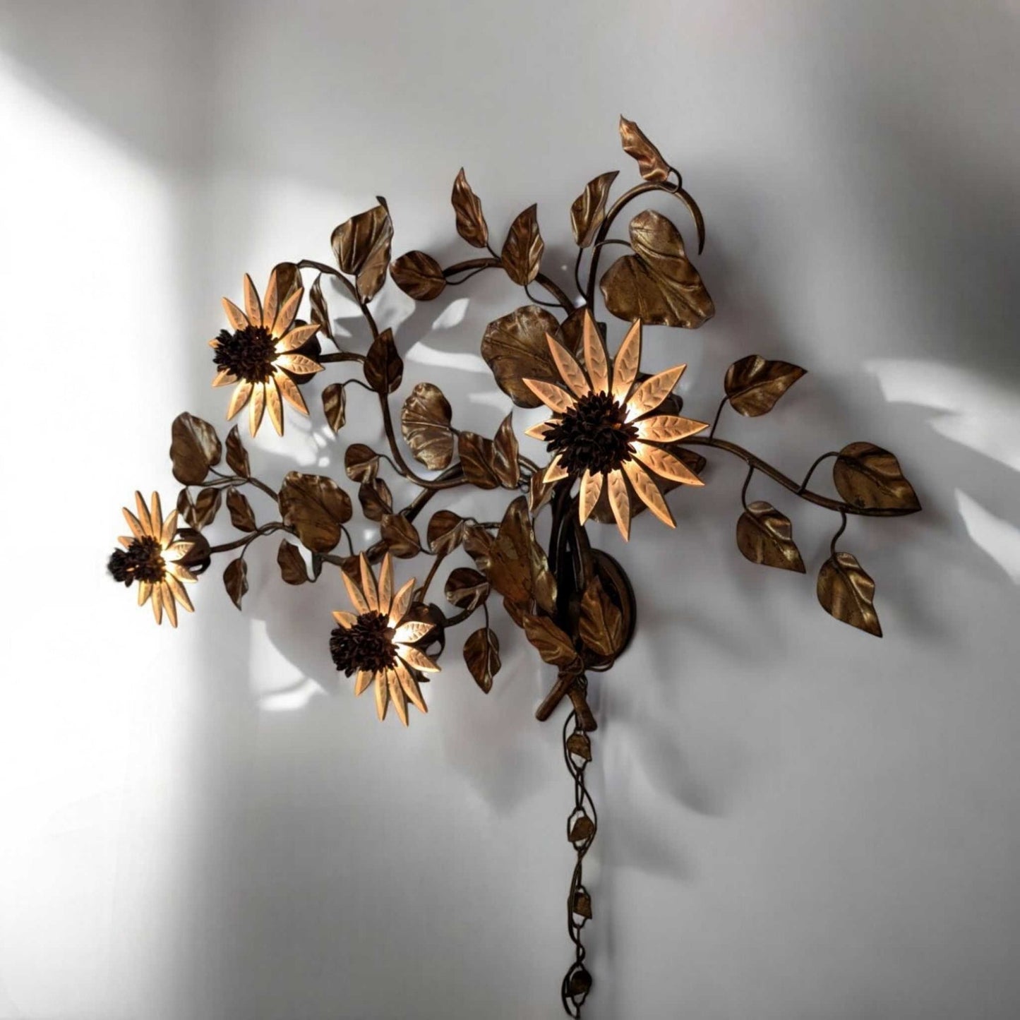 Vintage Italian Sunflower Wall Sconce