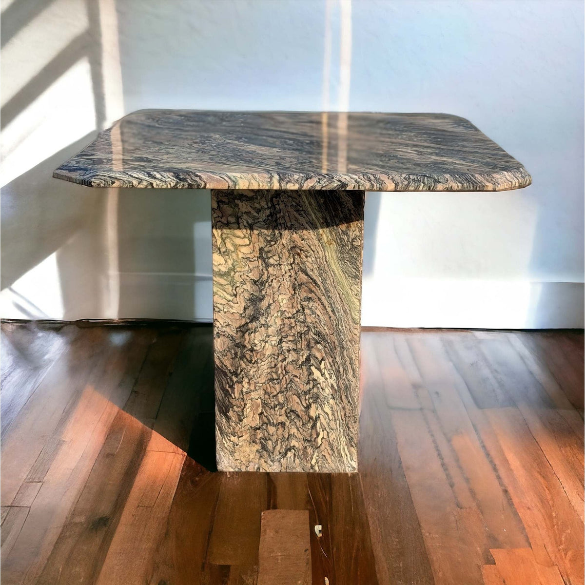 Italian Cipollino Ondulato Marble Pedestal Side Table — view 2 of 16