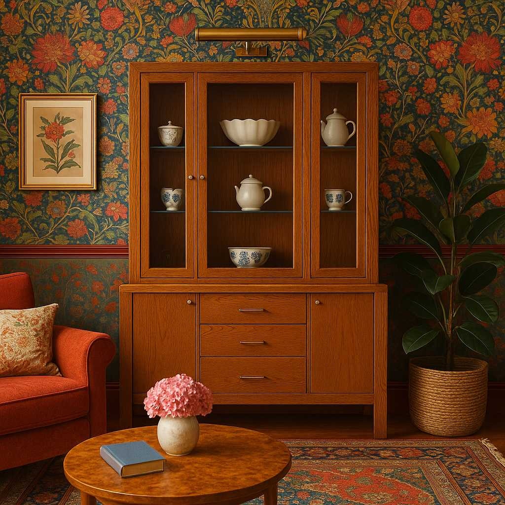 Vintage Bernhardt Oak Hutch Cabinet