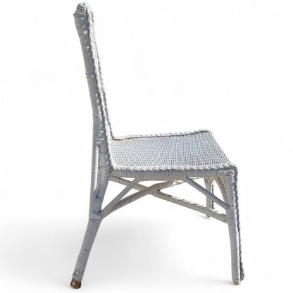 Late 20th-Century White Wicker Writing Desk and Chair Set
