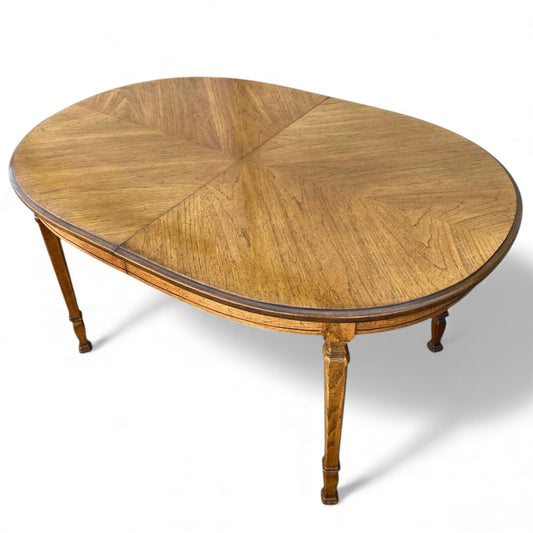 Vintage Oval Dining Table with Leaf, c. 1950s