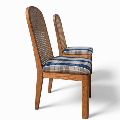 Cane Back Dining Chairs, Set of 6 Postmodern c. 1980s