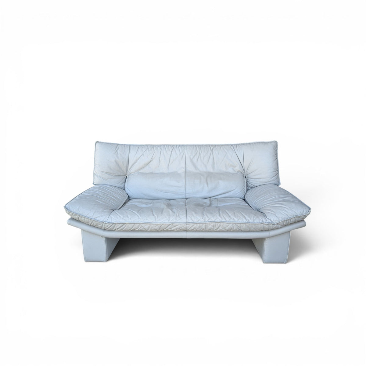 Vintage Nicoletti Italia Gray Leather Postmodern Loveseat, 1980s — view 2 of 16