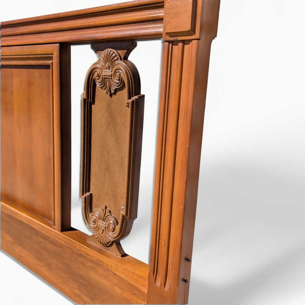 Vintage Carved Wood Full-Size Headboard