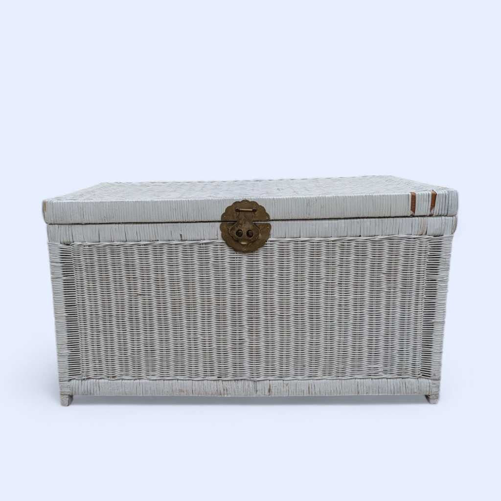 Vintage White Wicker Trunk
