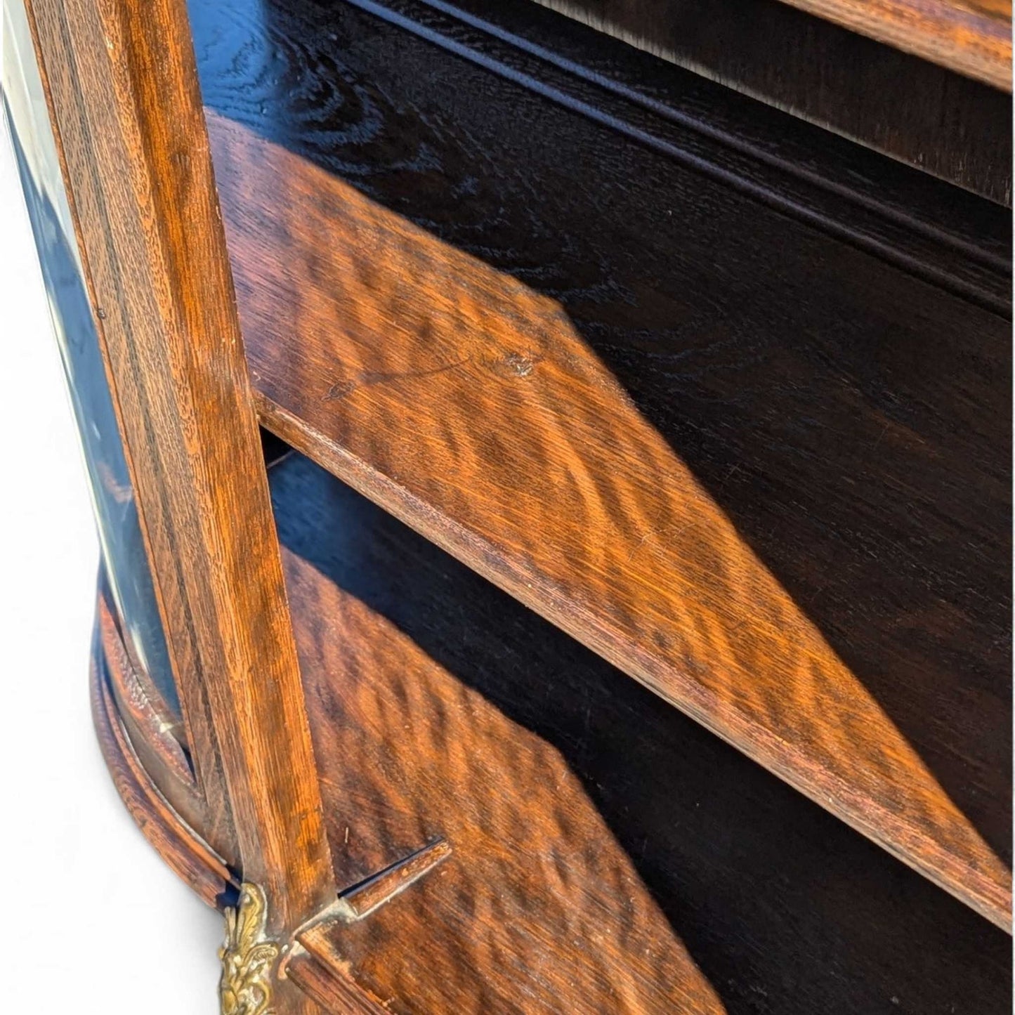 Early 20th Century Edwardian Demi-Lune Curved Glass Display Cabinet