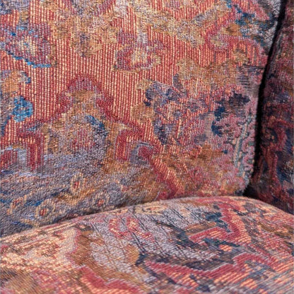 Antique Tufted Rocking Chair – Custom Upholstered Victorian Accent Chair with Fringe Trim & Floral Velvet Fabric