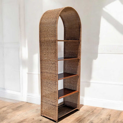 Vintage Rattan Arch Bookcase