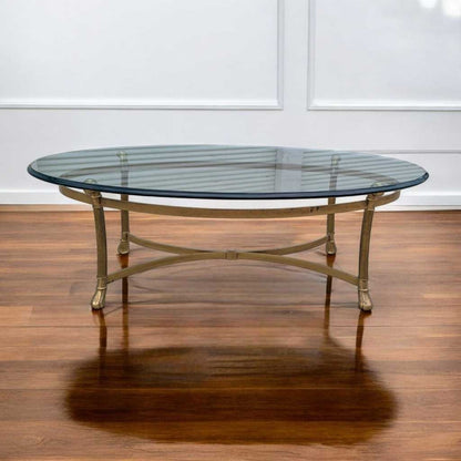 Glass Top Brass Coffee Table by Labarge