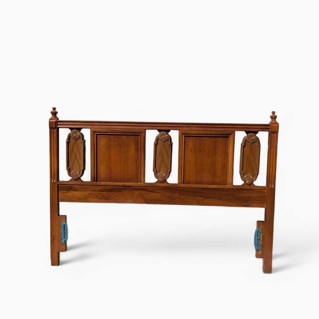 Vintage Carved Wood Full-Size Headboard